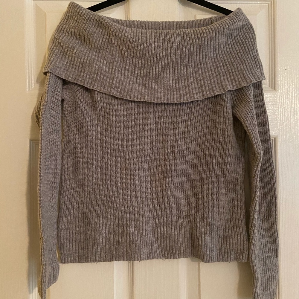 Grey Off-the-Shoulder Sweater
